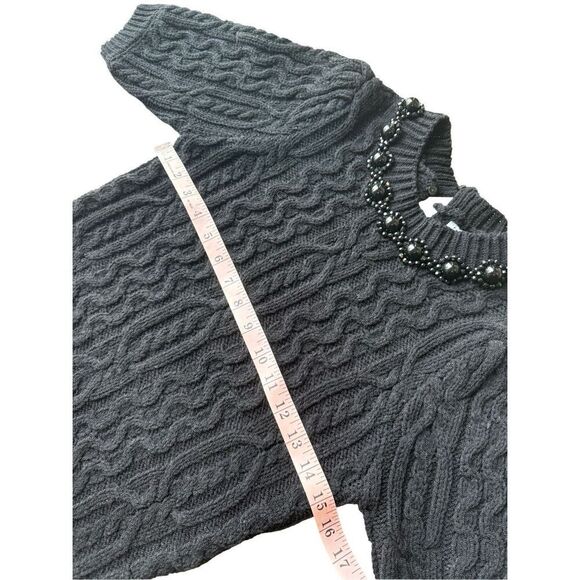 ZARA High Collar Cable Knit Sweater With Tonal Beads & Shorts Sleeves - Picture 10 of 12